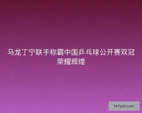 马龙丁宁联手称霸中国乒乓球公开赛双冠荣耀辉煌